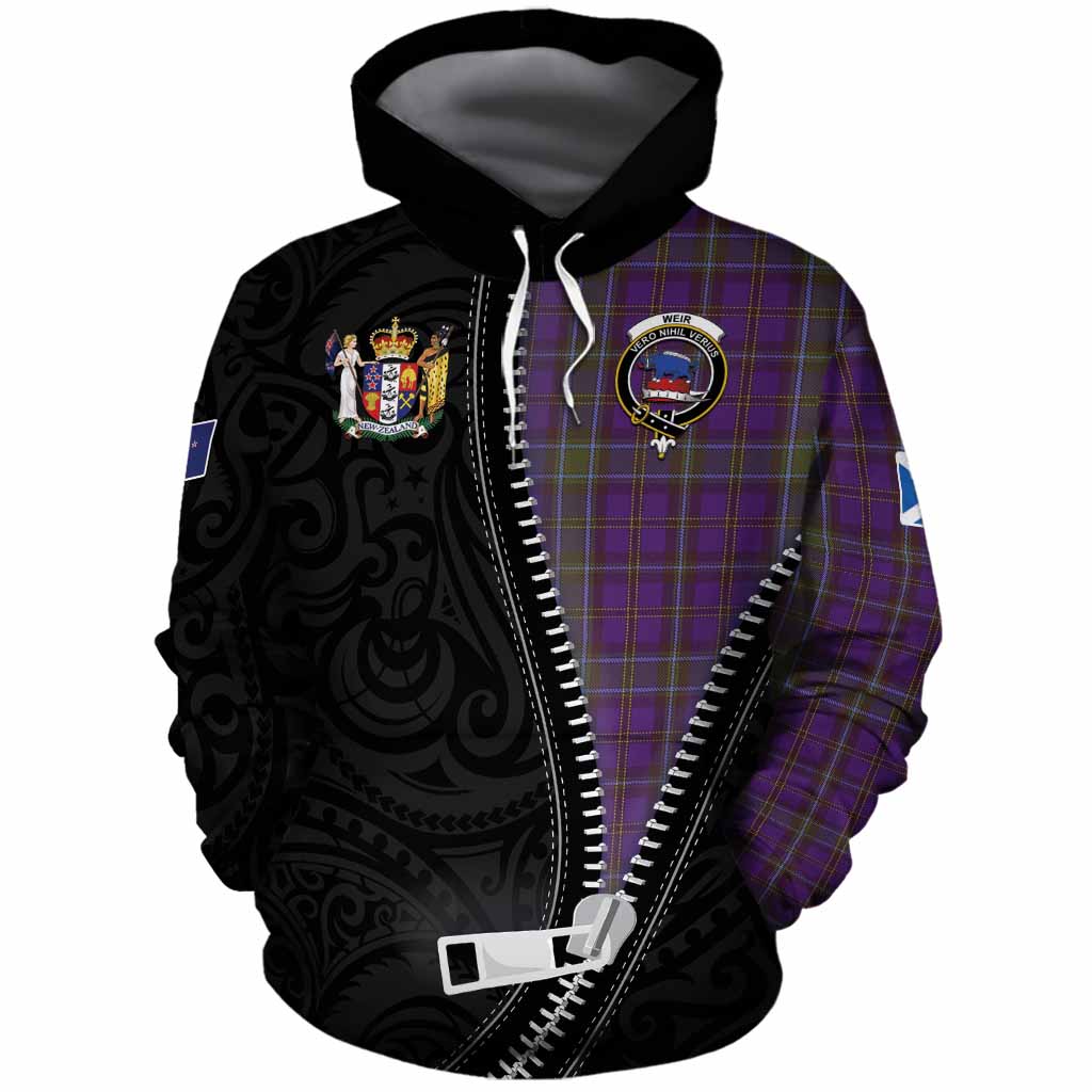 Weir Tartan Cotton Hoodie New Zealand Pattern Unique Zipper Stylized