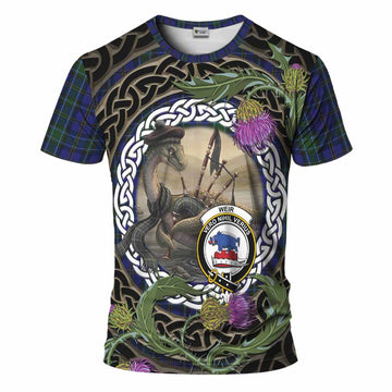 Weir Tartan Crest Bagpipe Nessie T-Shirt Scottish Loch Ness Monster Celtic Thistle