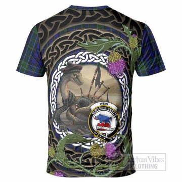 Weir Tartan Crest Bagpipe Nessie T-Shirt Scottish Loch Ness Monster Celtic Thistle