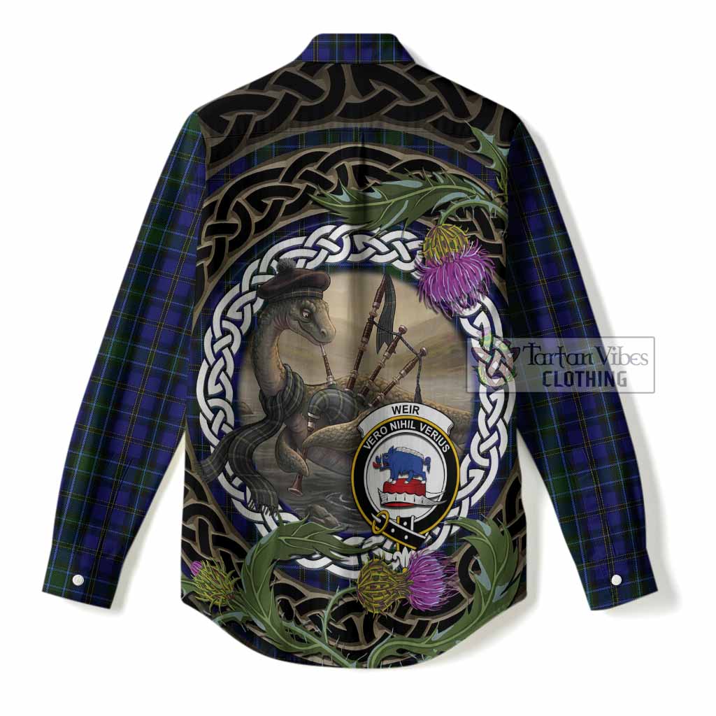 Weir Tartan Crest Bagpipe Nessie Women Casual Shirt Scottish Loch Ness Monster Celtic Thistle