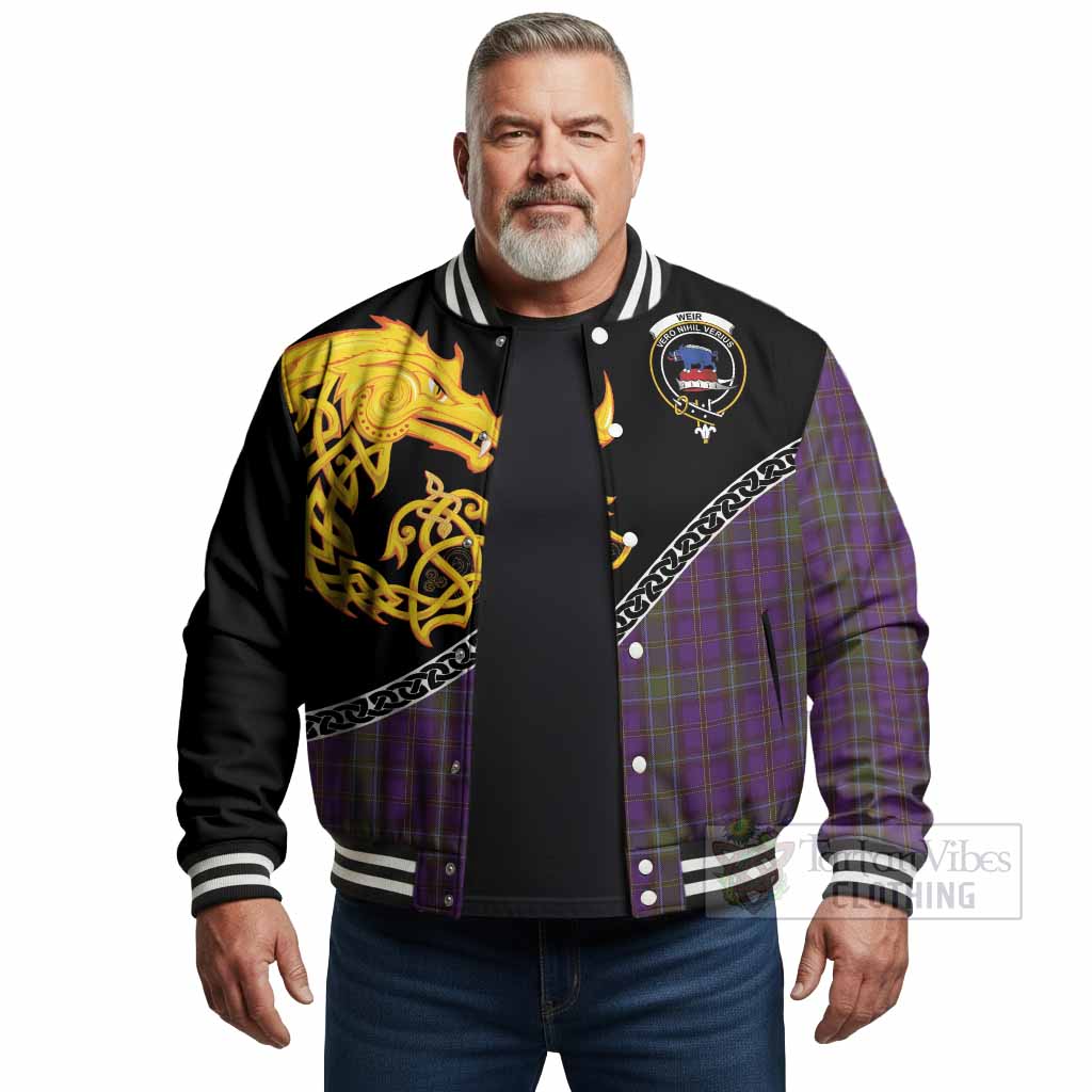 Weir Tartan Crest Baseball Jacket Legendary Dragon Knot Half Style