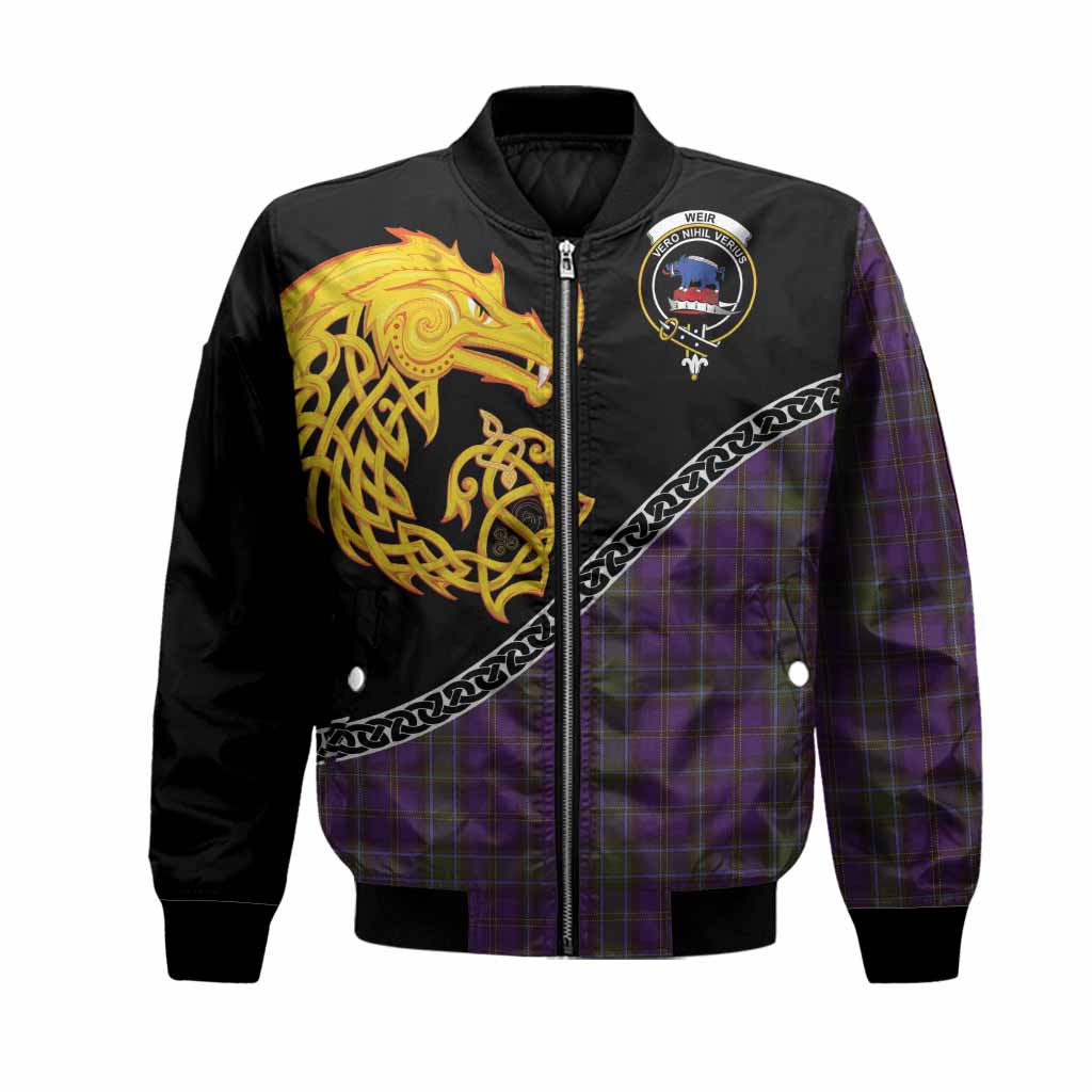 Weir Tartan Crest Bomber Jacket Legendary Dragon Knot Half Style