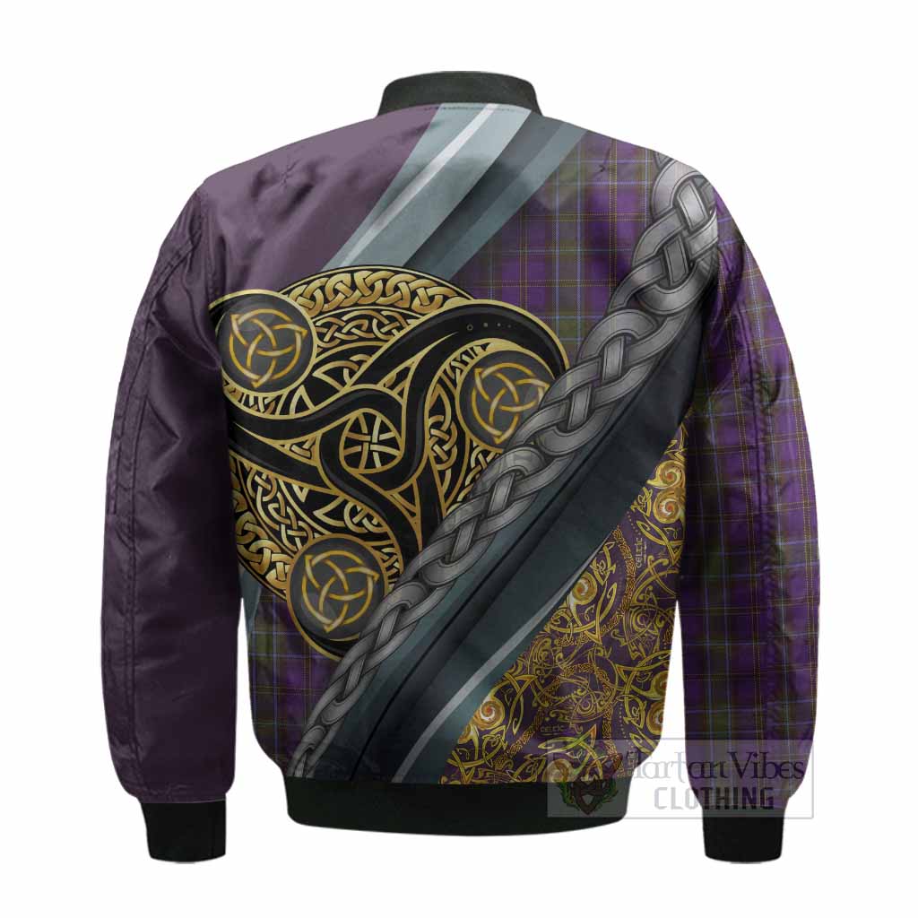 Weir Tartan Crest Bomber Jacket Scottish Triskele Celtic
