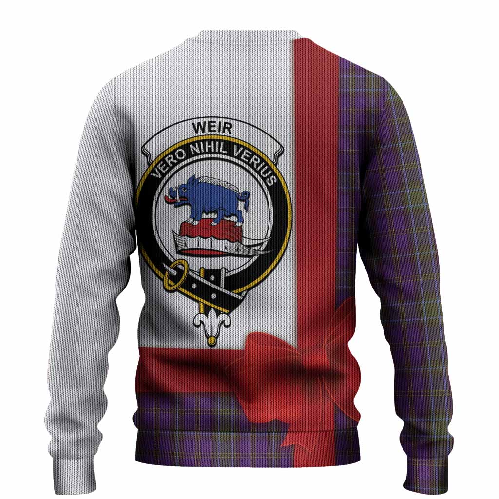 Weir Tartan Crest Christmas Christmas Ugly Sweater Highland Cow Bagpipes Coquette Bow Style