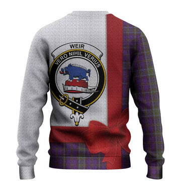 Weir Tartan Crest Christmas Christmas Ugly Sweater Highland Cow Bagpipes Coquette Bow Style