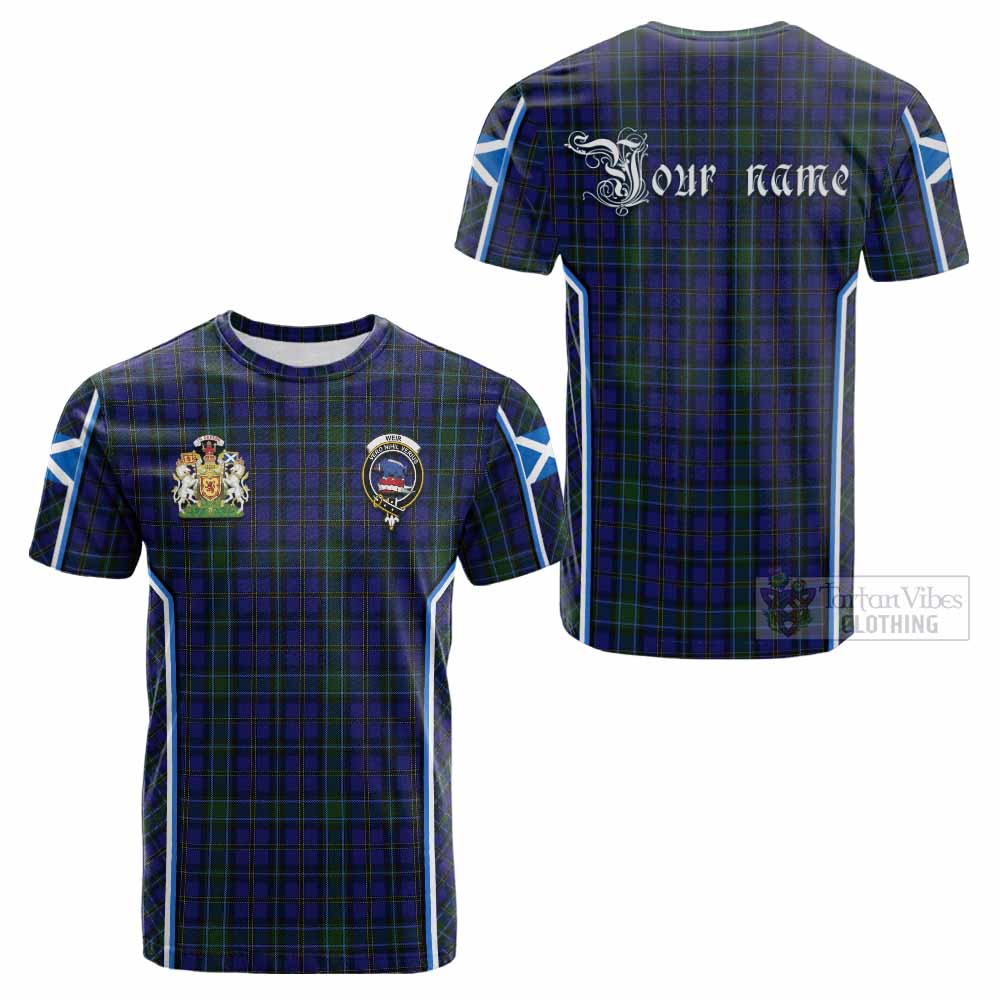 Weir Tartan Crest Cotton T-shirt Scotland Coat of Arm Flag Style - Tartan Vibes Clothing