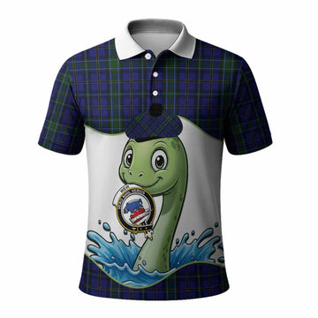 Weir Tartan Crest Cute Nessie Polo Shirt Scottish Loch Ness Monster