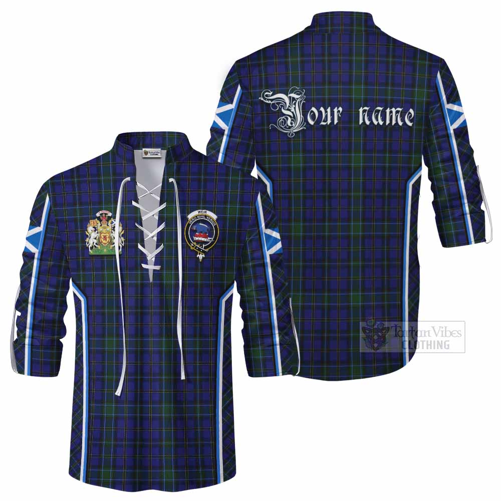 Weir Tartan Crest Ghillie Kilt Shirt Scotland Coat of Arm Flag Style - Tartan Vibes Clothing