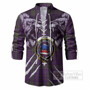 Weir Tartan Crest Ghillie Shirt Ferocious Lion Style