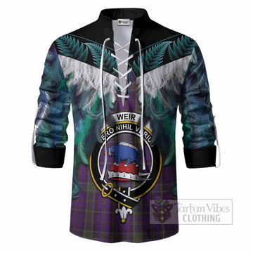 Weir Tartan Crest Ghillie Shirt New Zealand Maori Korowai Cloak