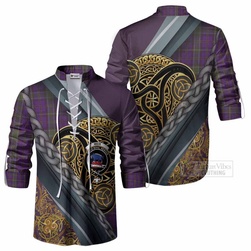 Weir Tartan Crest Ghillie Shirt Scottish Triskele Celtic