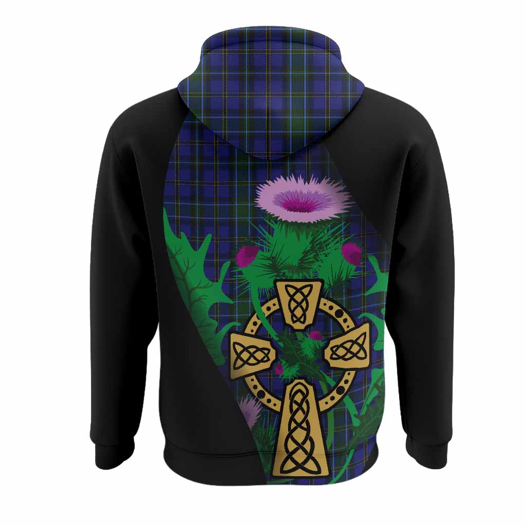 Weir Tartan Crest Hoodie Celtic Cross Thistle Flowers