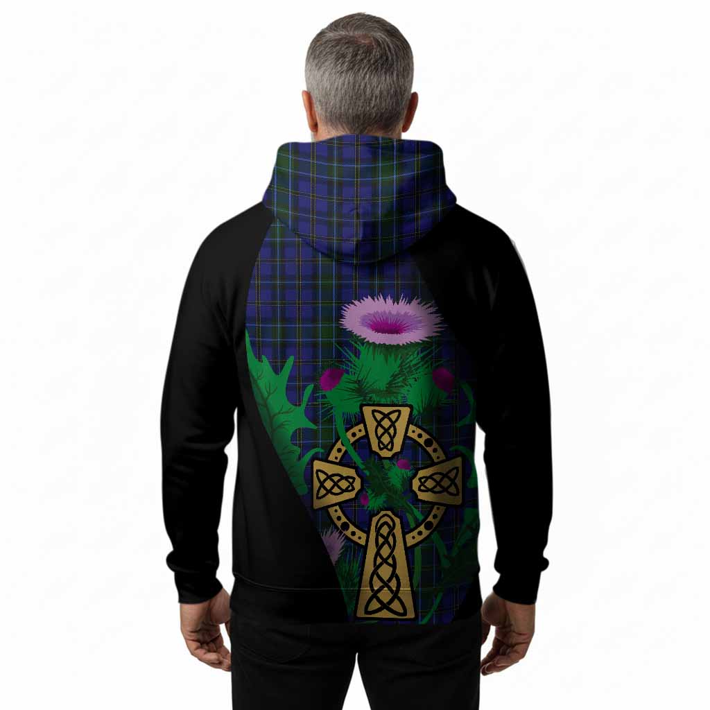 Weir Tartan Crest Hoodie Celtic Cross Thistle Flowers