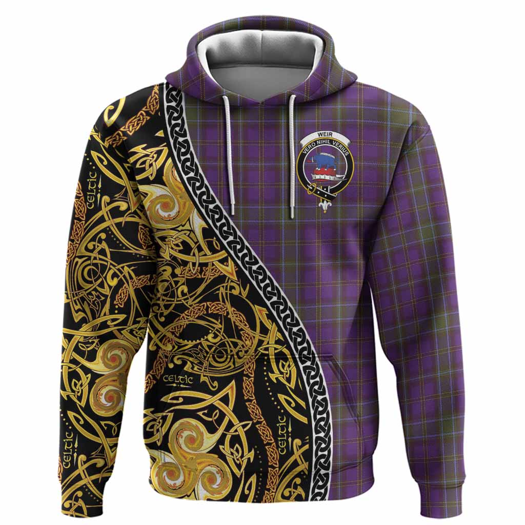 Weir Tartan Crest Hoodie Celtic Knot and Triple Trickle Spiral Symbols