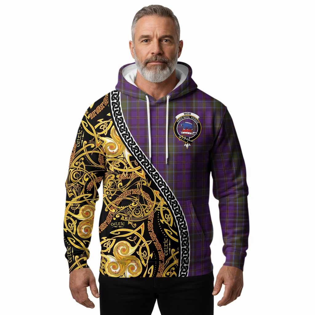 Weir Tartan Crest Hoodie Celtic Knot and Triple Trickle Spiral Symbols