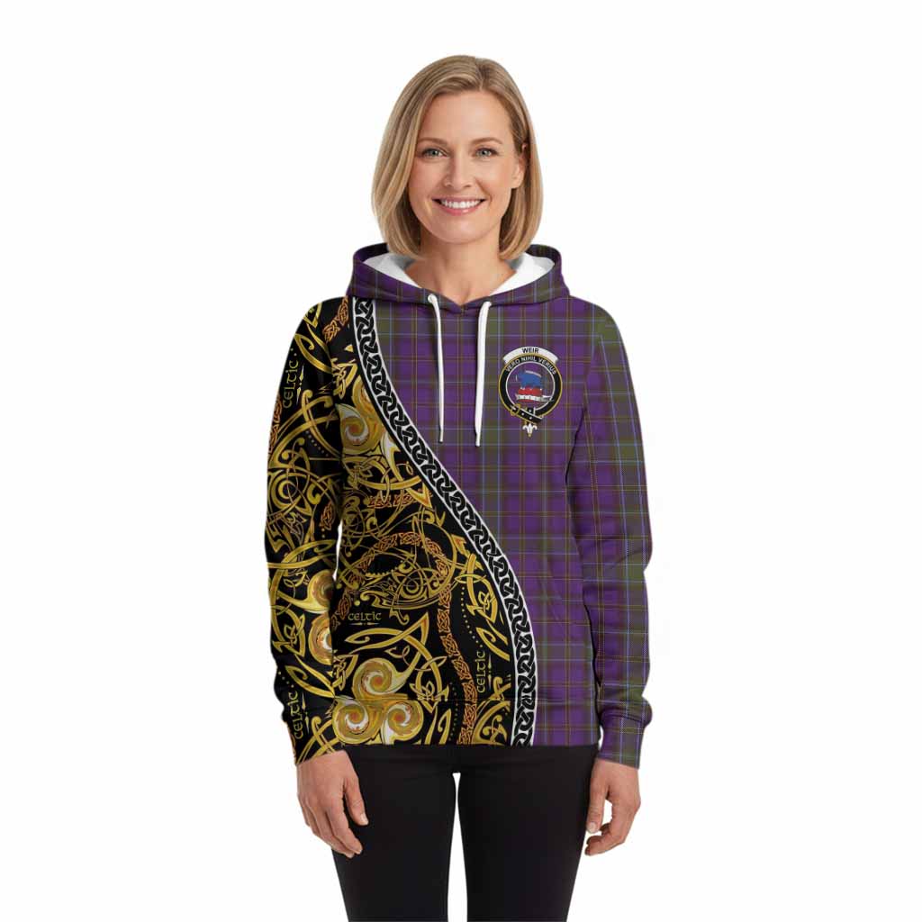 Weir Tartan Crest Hoodie Celtic Knot and Triple Trickle Spiral Symbols