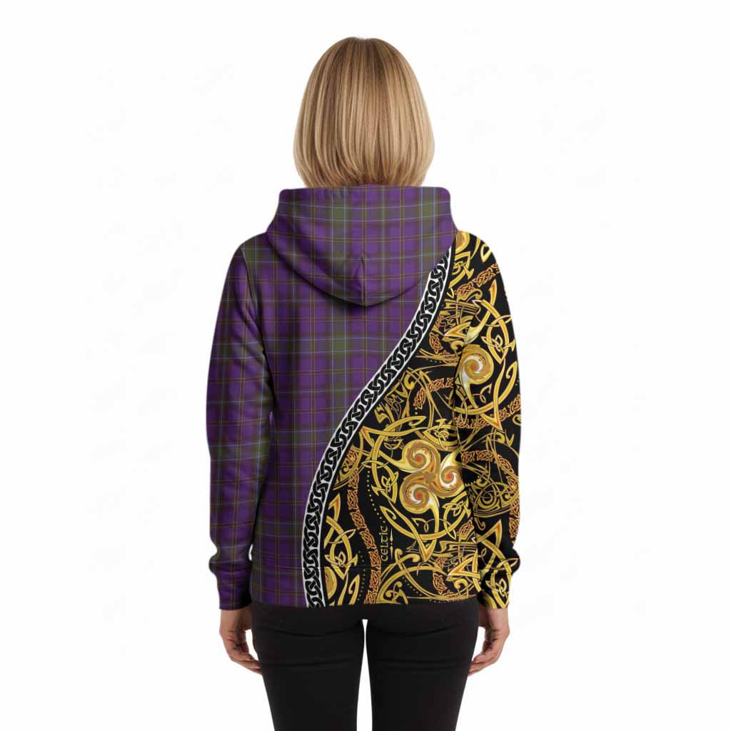 Weir Tartan Crest Hoodie Celtic Knot and Triple Trickle Spiral Symbols