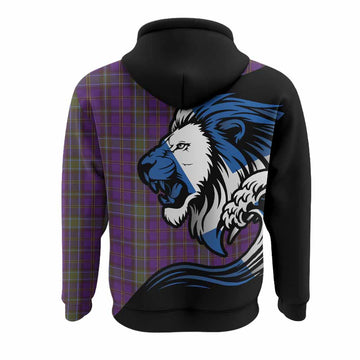 Weir Tartan Crest Hoodie Scottish Golden Lions Wave Flow