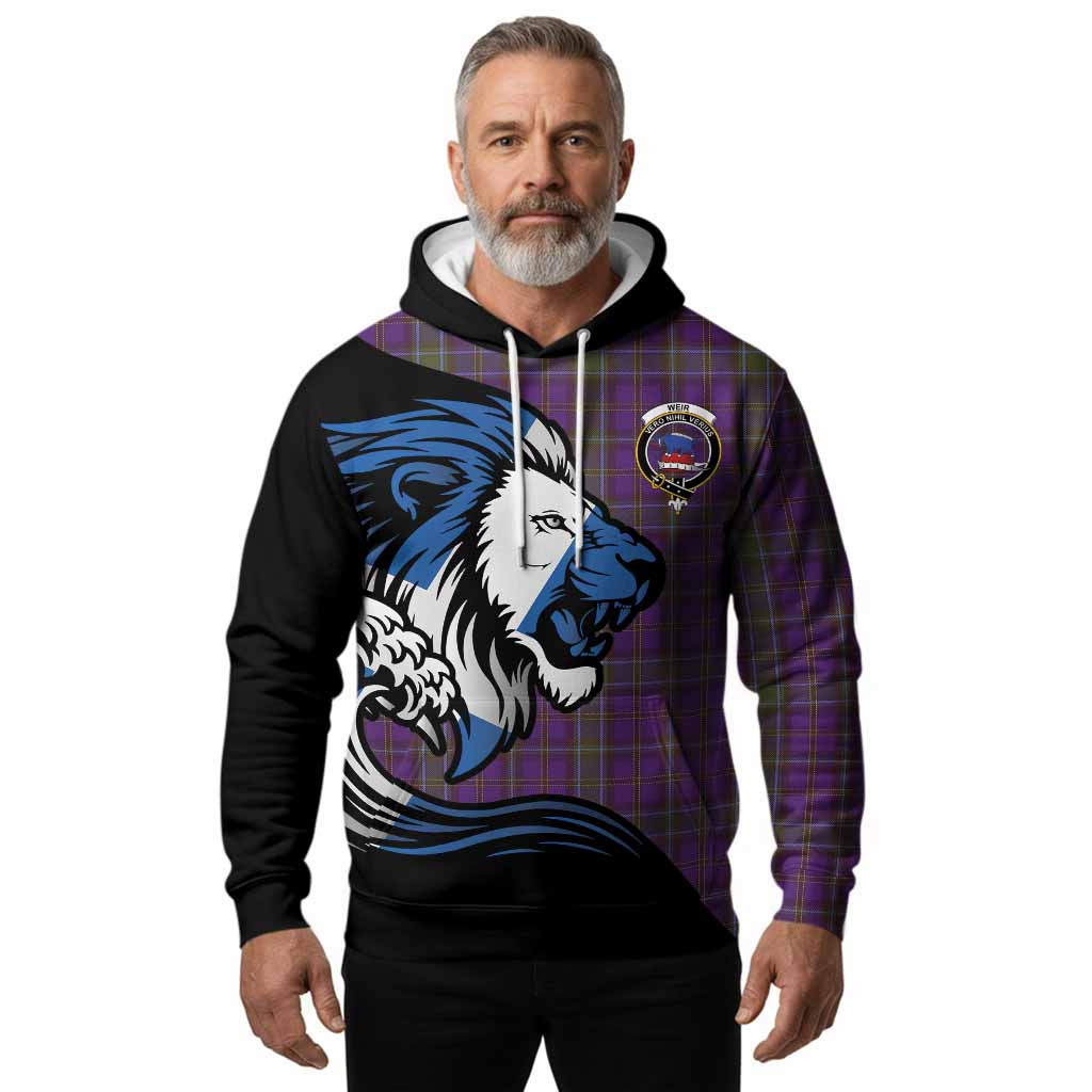 Weir Tartan Crest Hoodie Scottish Golden Lions Wave Flow