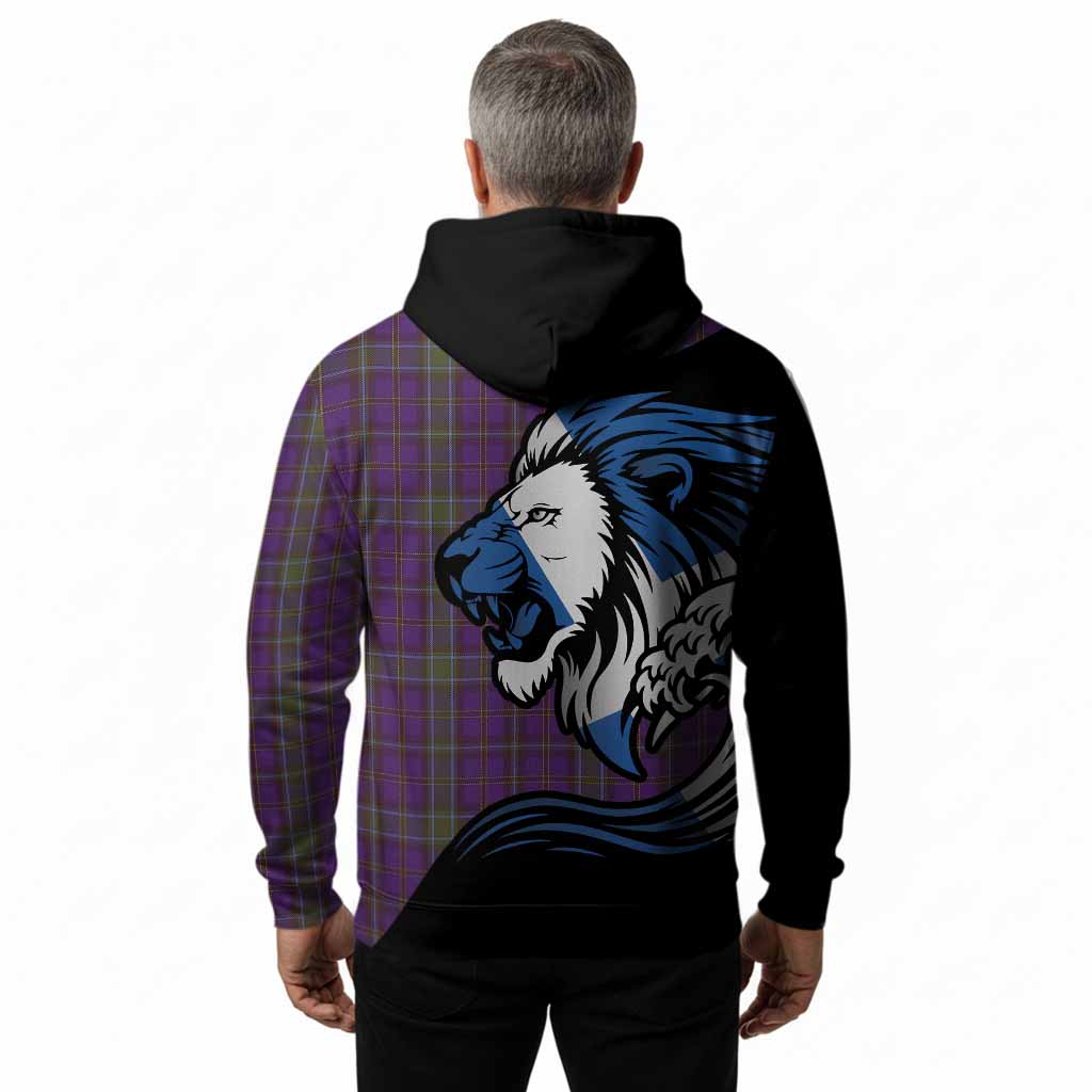 Weir Tartan Crest Hoodie Scottish Golden Lions Wave Flow