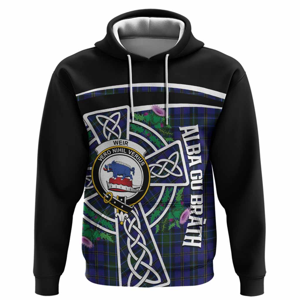 Weir Tartan Crest Hoodie Scottish Thistle Celtic Cross Alba Gu Brath