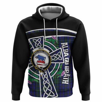 Weir Tartan Crest Hoodie Scottish Thistle Celtic Cross Alba Gu Brath