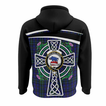 Weir Tartan Crest Hoodie Scottish Thistle Celtic Cross Alba Gu Brath