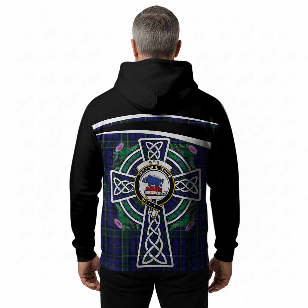 Weir Tartan Crest Hoodie Scottish Thistle Celtic Cross Alba Gu Brath