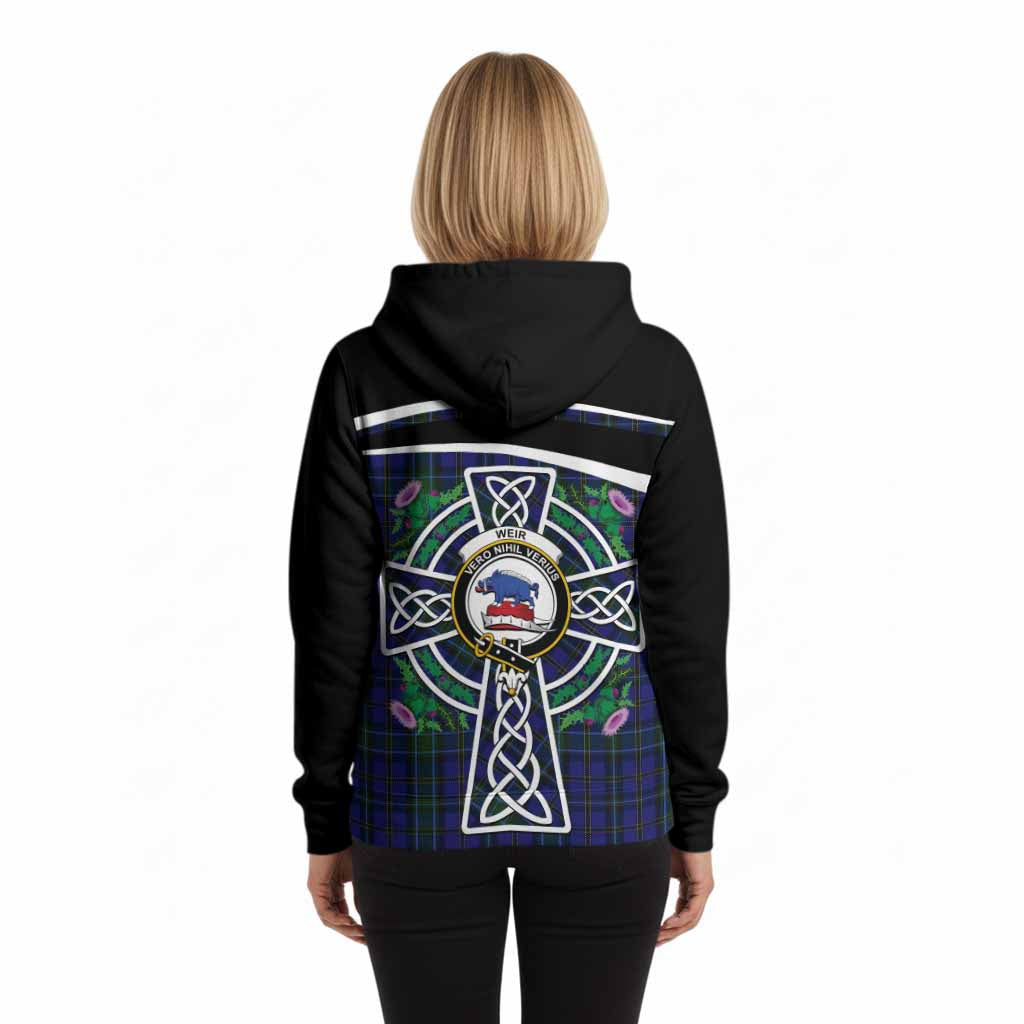 Weir Tartan Crest Hoodie Scottish Thistle Celtic Cross Alba Gu Brath