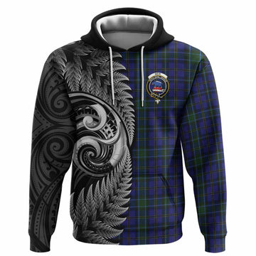 Weir Tartan Crest Hoodie With New Zealand Silver Fern Maori Koru