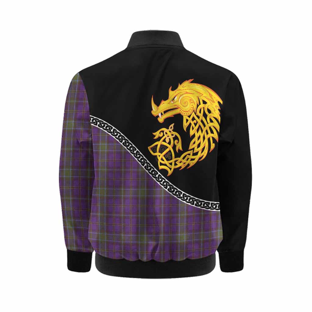 Weir Tartan Crest Kid Bomber Jacket Legendary Dragon Knot Half Style
