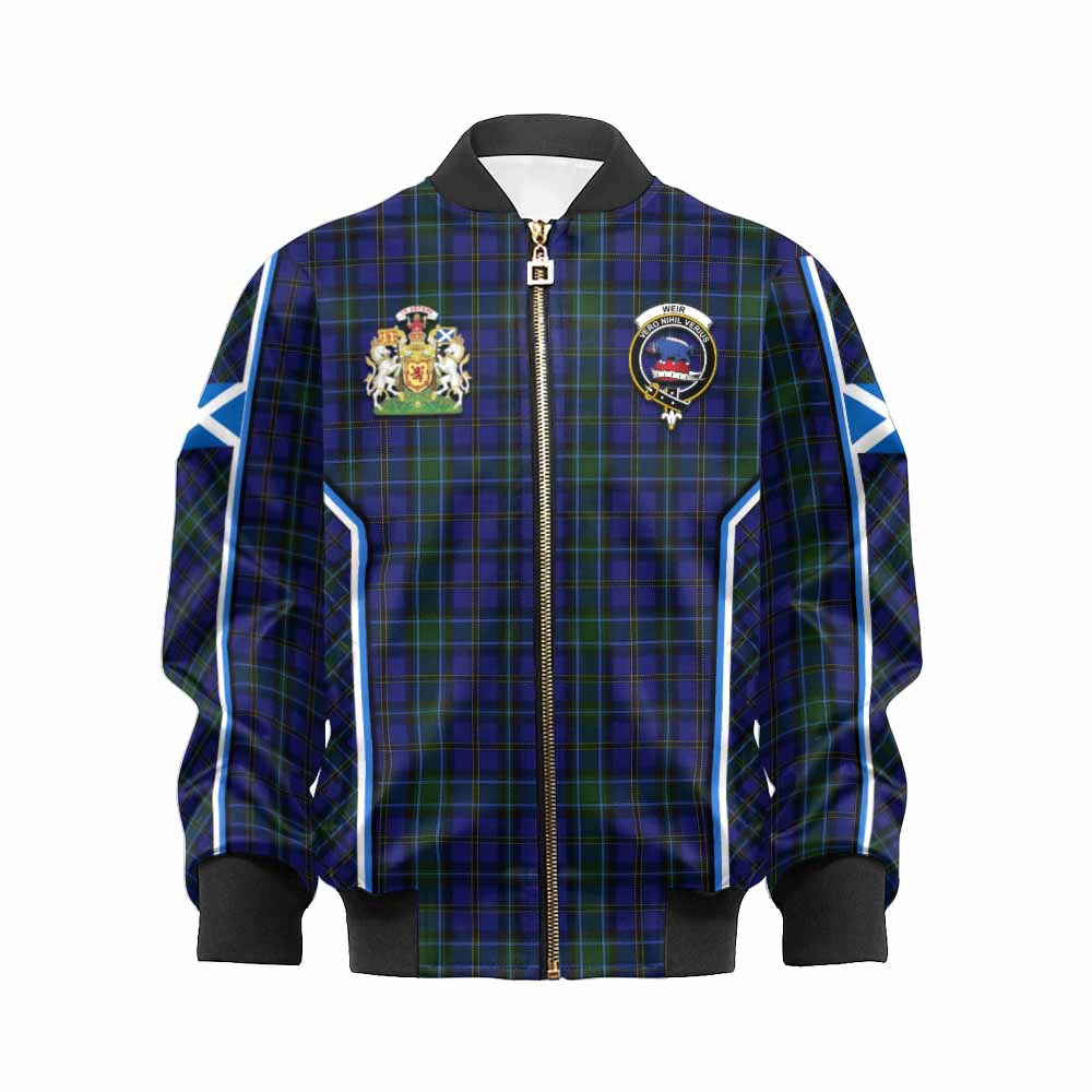 Weir Tartan Crest Kid Bomber Jacket Scotland Coat of Arm Flag Style - Tartan Vibes Clothing
