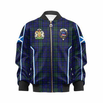 Weir Tartan Crest Kid Bomber Jacket Scotland Coat of Arm Flag Style - Tartan Vibes Clothing