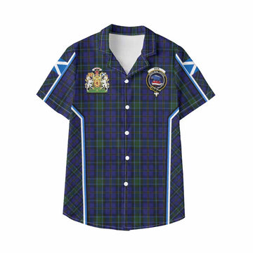 Weir Tartan Crest Kid Hawaiian Shirt Scotland Coat of Arm Flag Style - Tartan Vibes Clothing