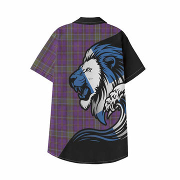 Weir Tartan Crest Kid Hawaiian Shirt Scottish Golden Lions Wave Flow