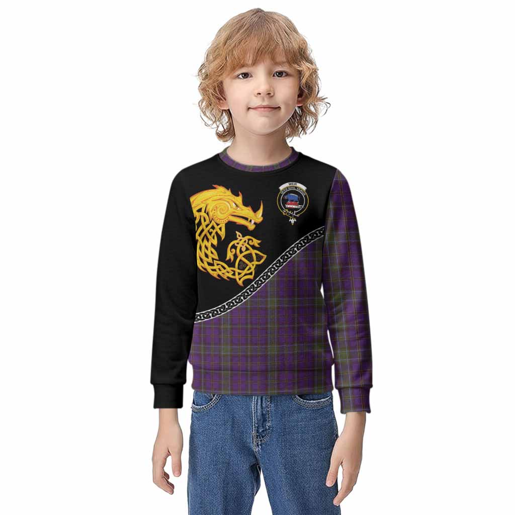 Weir Tartan Crest Kid Knitted Sweatshirt Legendary Dragon Knot Half Style