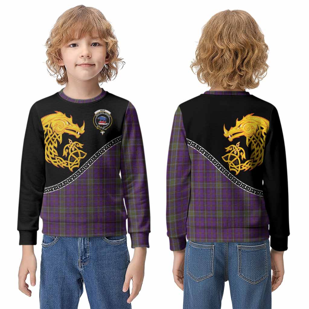 Weir Tartan Crest Kid Knitted Sweatshirt Legendary Dragon Knot Half Style