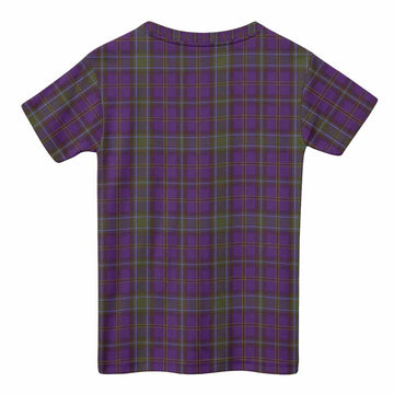 Weir Tartan Crest Kid T-shirt Ferocious Lion Style