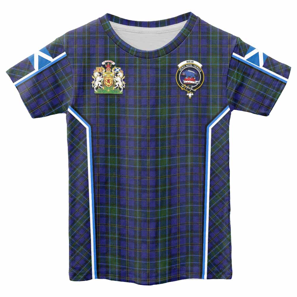 Weir Tartan Crest Kid T-shirt Scotland Coat of Arm Flag Style - Tartan Vibes Clothing