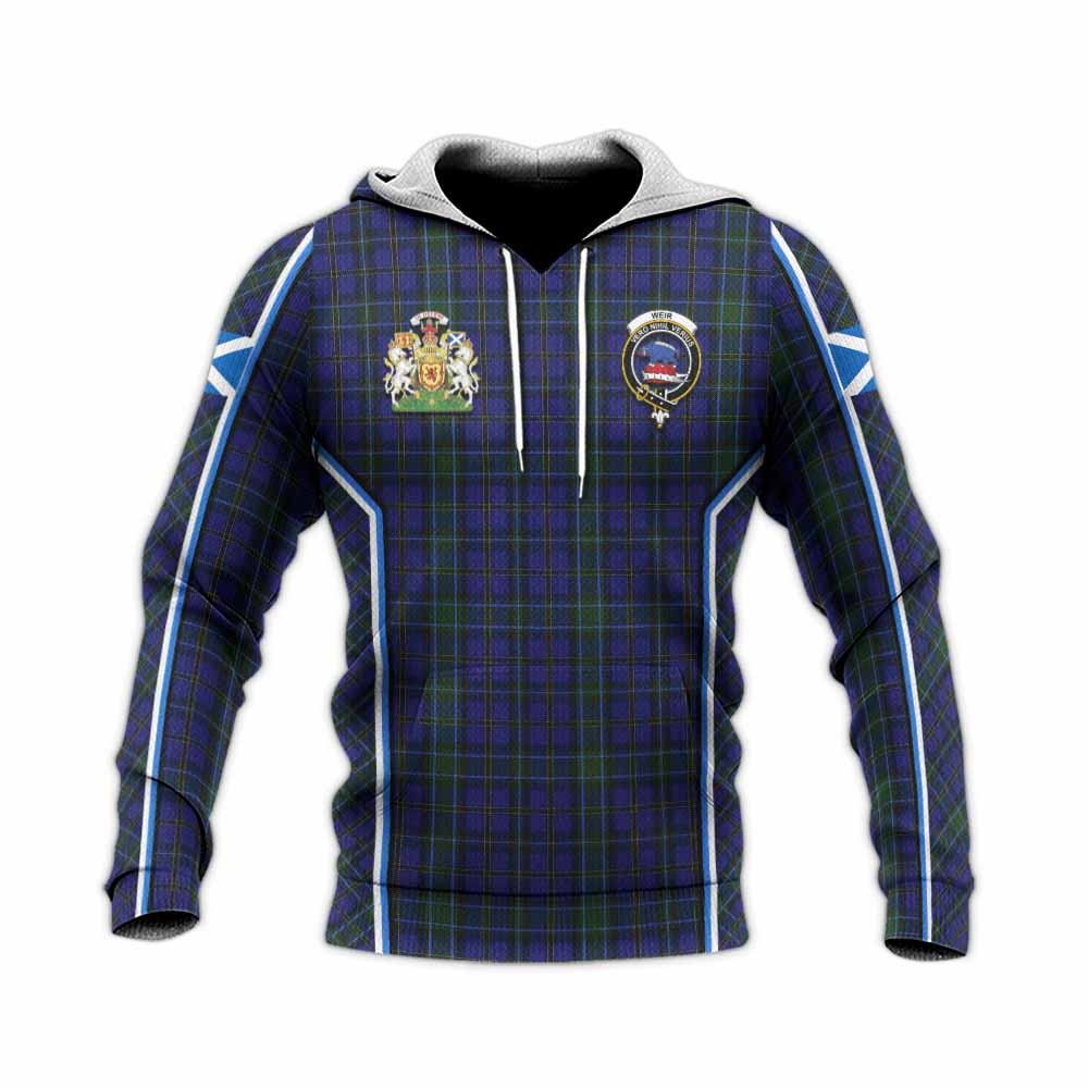 Weir Tartan Crest Knitted Hoodie Scotland Coat of Arm Flag Style - Tartan Vibes Clothing