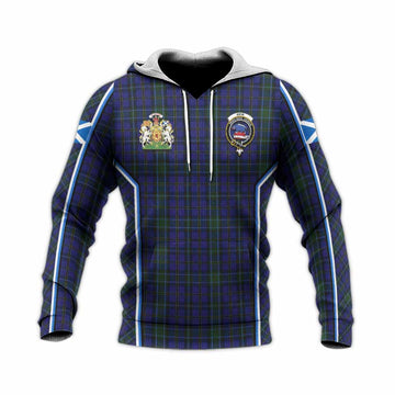 Weir Tartan Crest Knitted Hoodie Scotland Coat of Arm Flag Style