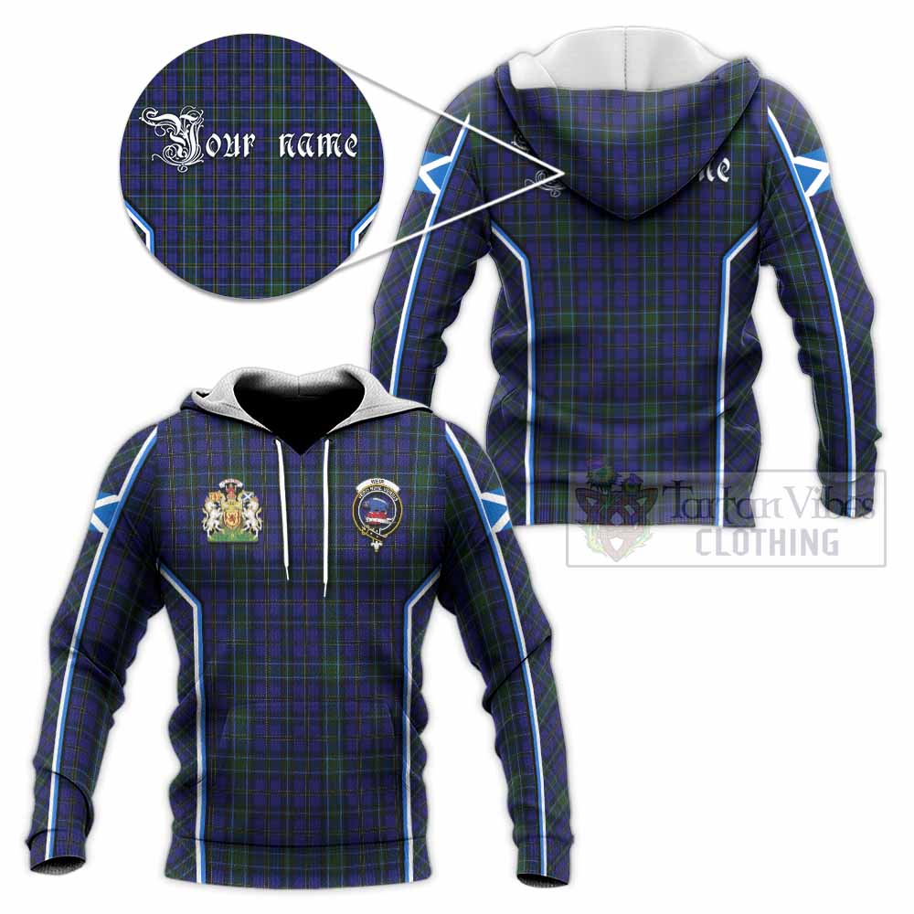 Weir Tartan Crest Knitted Hoodie Scotland Coat of Arm Flag Style - Tartan Vibes Clothing