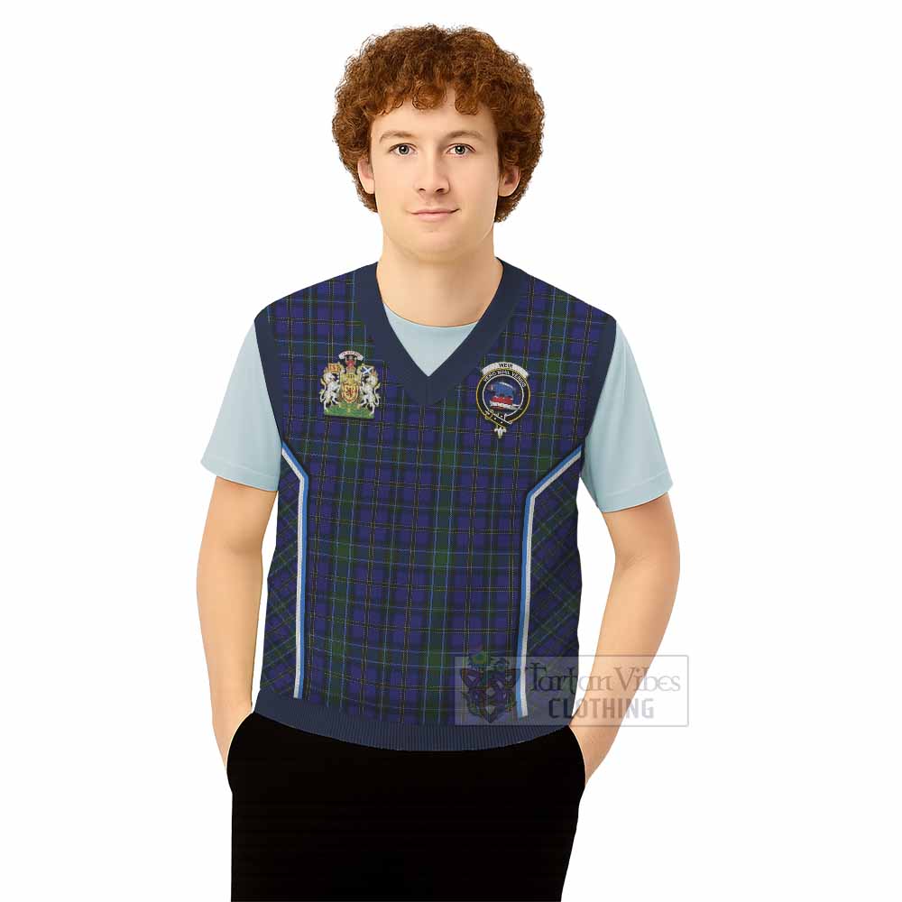 Weir Tartan Crest Knitted V-Neck Vest Scotland Coat of Arm Flag Style - Tartan Vibes Clothing