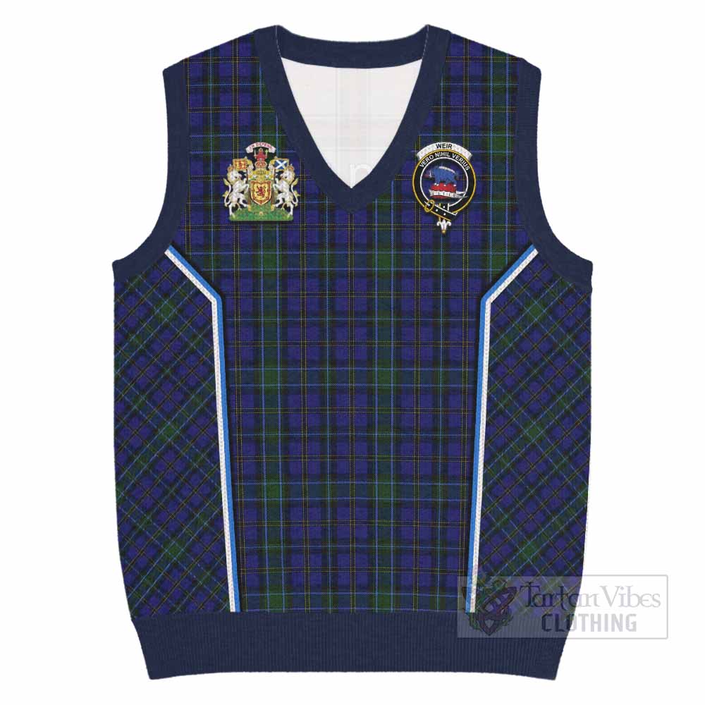 Weir Tartan Crest Knitted V-Neck Vest Scotland Coat of Arm Flag Style - Tartan Vibes Clothing