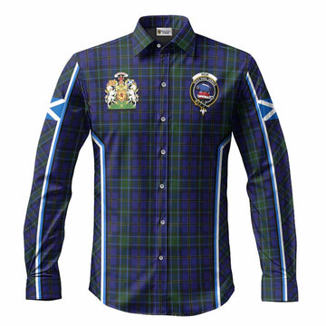 Weir Tartan Crest Long Sleeve Button Shirts Scotland Coat of Arm Flag Style