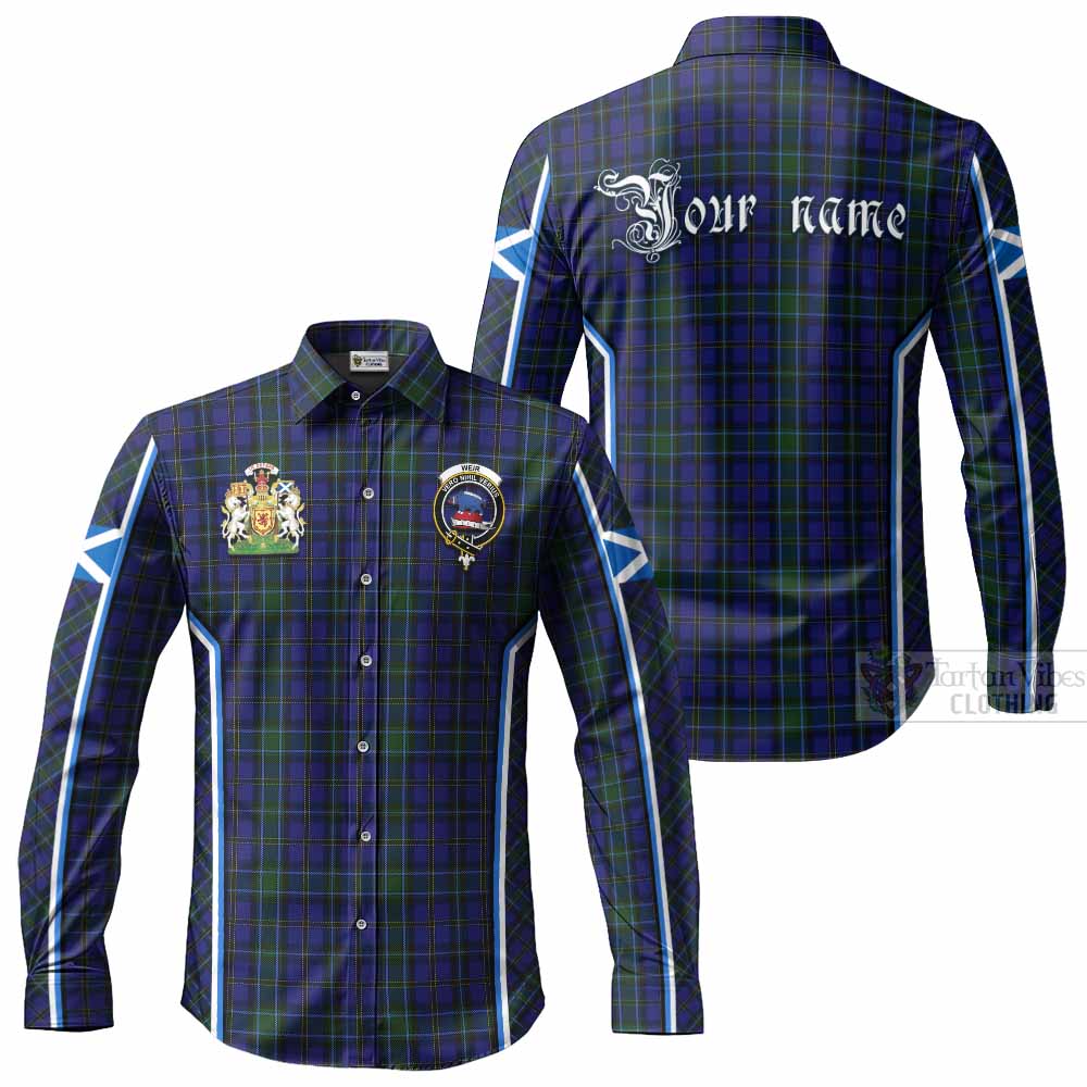 Weir Tartan Crest Long Sleeve Button Shirts Scotland Coat of Arm Flag Style - Tartan Vibes Clothing