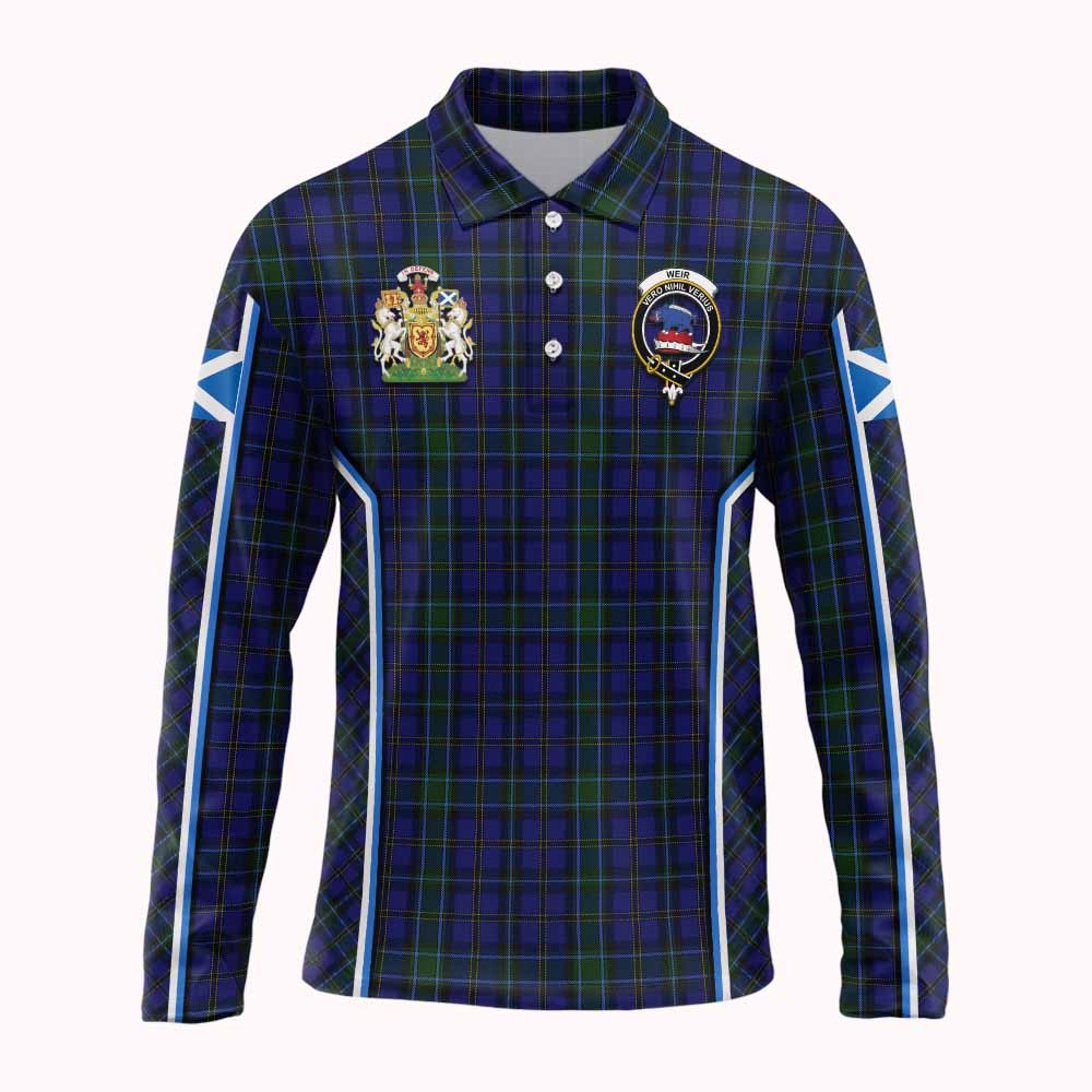 Weir Tartan Crest Long Sleeve Polo Shirt Scotland Coat of Arm Flag Style - Tartan Vibes Clothing