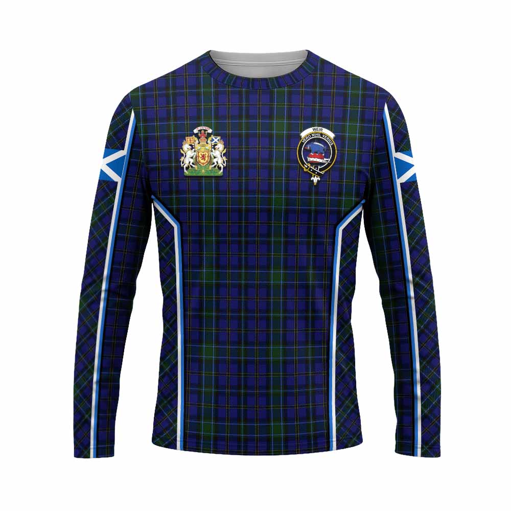Weir Tartan Crest Long Sleeve T-Shirt Scotland Coat of Arm Flag Style - Tartan Vibes Clothing