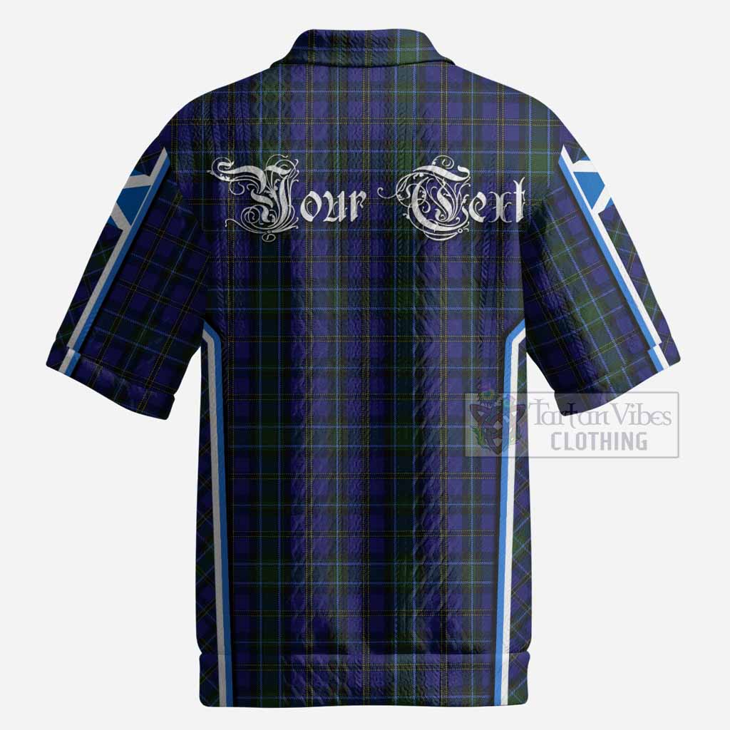 Weir Tartan Crest Men’s Polo Sweater Top Scotland Coat of Arm Flag Style