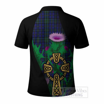 Weir Tartan Crest Polo Shirt Celtic Cross Thistle Flowers